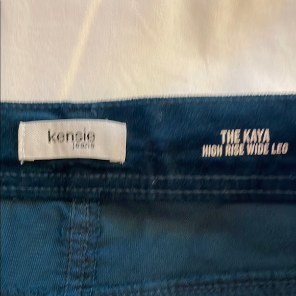 Women's Blue/GreenHi-Rise Wide Leg Velour Pants - Picture 5 of 7